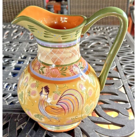 Zrike "Chanticleer" Rooster Theme - Danna Cullen Design PITCHER Jug Large - Picture 1 of 7